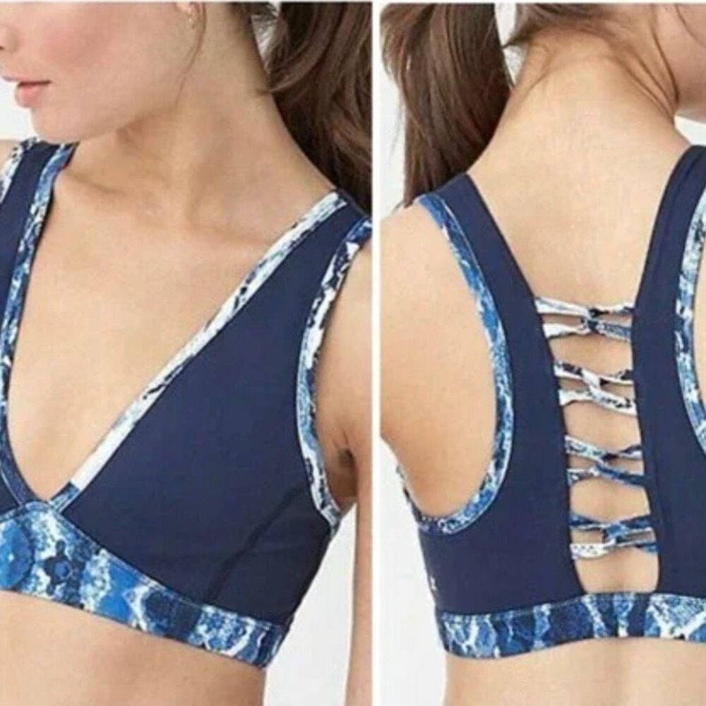 Splendid Studio Academy Navy & Snake Contrast Ombré Sports Bra snakeskin size XS